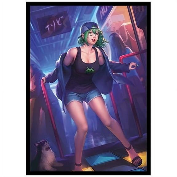Fantasy North - Tracey Tran - Retro Gamer - 100 Smooth Matte TCG Trading Card Sleeves - Anime - Fits Magic MTG Commander Pokemon and other Card Games - Playing Card Sleeves