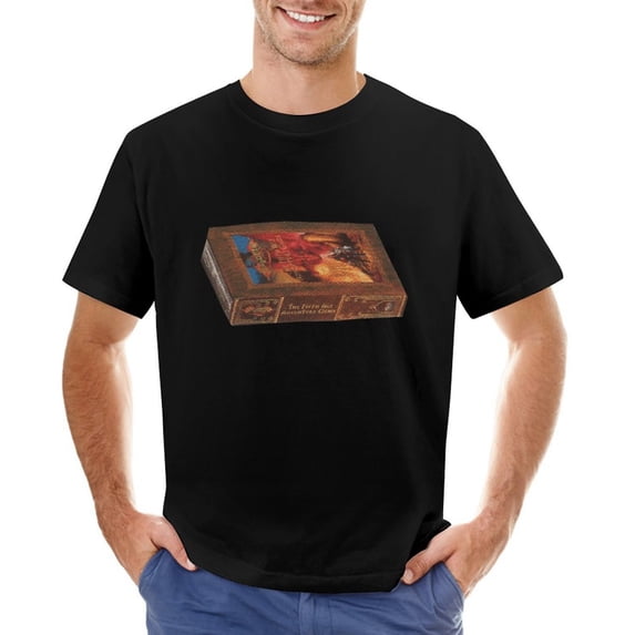 Fantasy Novel Vintage T-shirt Mens Cotton Classic Crewneck Short Sleeve Tees Unisex Black XL