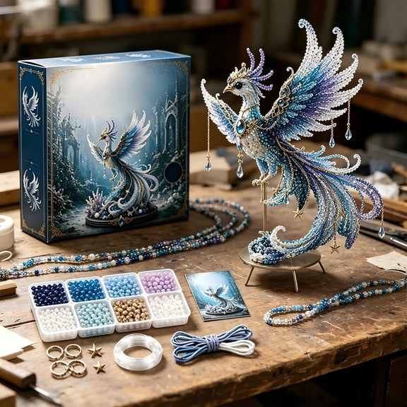 Fantasy Ocean Theme 3D Beaded Animal Kit, All-Inclusive Bead Kit, Stunning Ocean Phoenix 3D Beaded Animal DIY Kit for Collectors