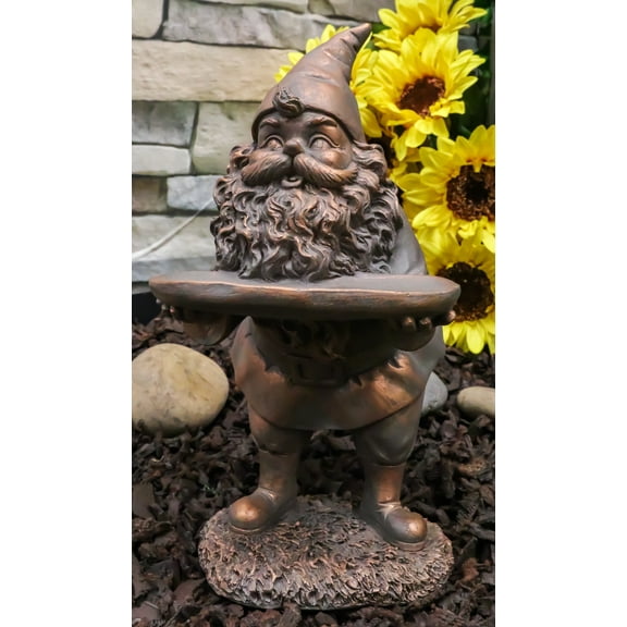 Fantasy Old Mr Gnome Holding Long Tray Garden Figurine Decor Or Keys Holder