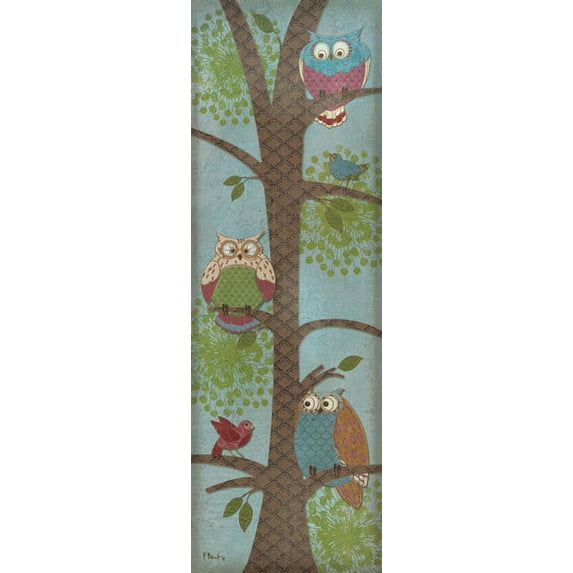 Fantasy Owls Panel II Popular Trendy Awesome Tree Animal Bird Beautiful Owl Dorm Wall Art 12X36