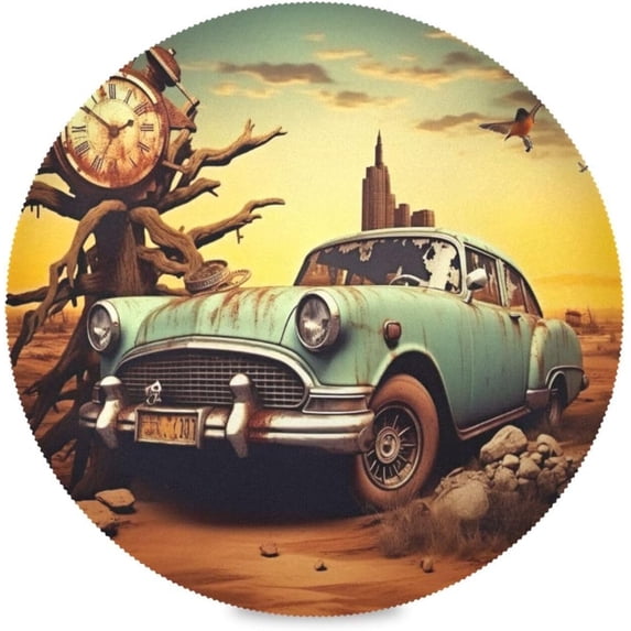 Fantasy Painting Round Placemats Washable Placemats Non-Slip Heat-Resistant Table Place Mats for Dining Kitchen Holiday Party Table 15.4"-4PCS Home Decor
