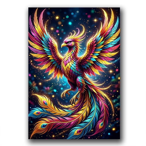 Fantasy Phoenix 5D DIY Diamond Painting kits,Full Round Drill Diamond Art Kit for Adults,Diamond Mosaic kits,Bird Gem Art and Crafts,Diamond Dots,Craft kits for Home Wall Decor,11.8x15.7inch