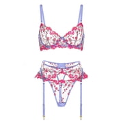 Fantasy Pink Bloom Embroidery Lingerie Set PINK, S