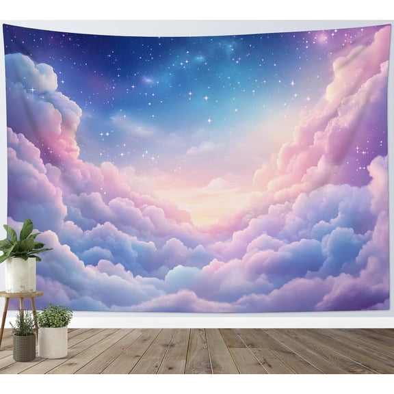 Fantasy Pink Cloud Tapestry Purple Pink Pastel Clouds Sky Wall Art Tapestry Nature Landscape Wall Hanging for Bedroom Living Room College Dorm Photography Party Home Decor 60x40 Inch