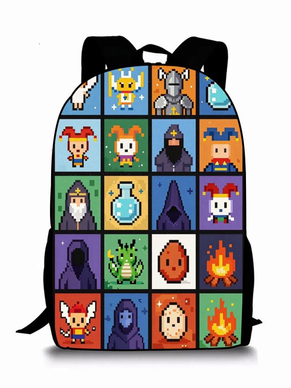 Fantasy Pixel Art Backpack for Custom Backbag for School Use Lightweight and Durable Bookbag Water Resistant
