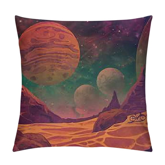Fantasy Planet System Mars Saturn Sun Galaxy Throw Pillow Covers. (Style B)