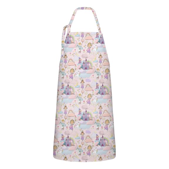 Fantasy Princess Castle Pattern Apron-Garden Aprons for Women with Pockets-Cotton Linen Waterproof Kitchen Cooking Gardening Aprons Adjustable for Kitchen,Cooking,BBQ and Salon 33x27 Inch