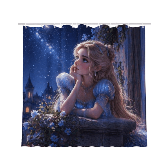 Fantasy Princess Magical Fairytale Waterproof Polyester Shower Curtain 72 x 72 Inch