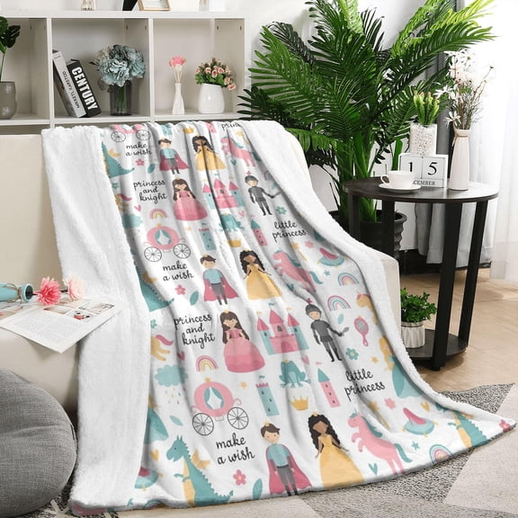 Fantasy Princess Pattern Blanket,Comfortable Soft Flannel Throw Blanket,All Season,Warm Lightweight Blankets for Sofa Bed Couch Living Room Chair,50"x60"