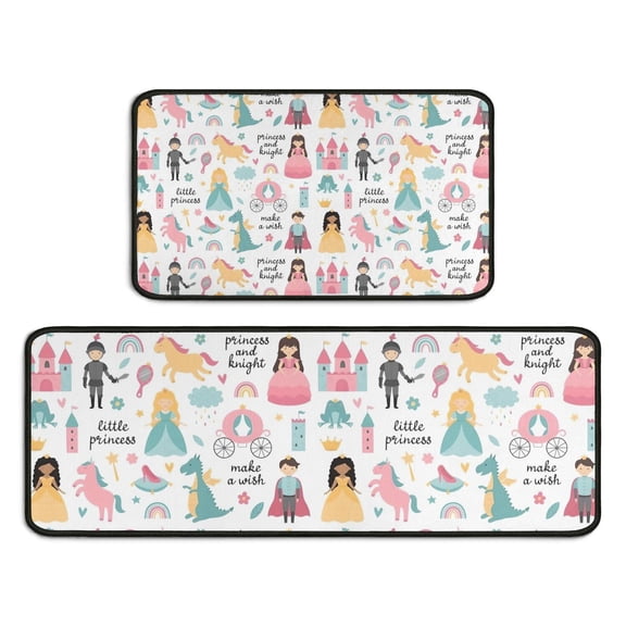 Fantasy Princess Pattern Kitchen Rugs Sets Of 2,Anti Fatigue Kitchen Mat Rugs Non Slip Washable,Decorative Kitchen Floor Mats for Kitchen,Sink,Laundry,17"X30"+17"X47"