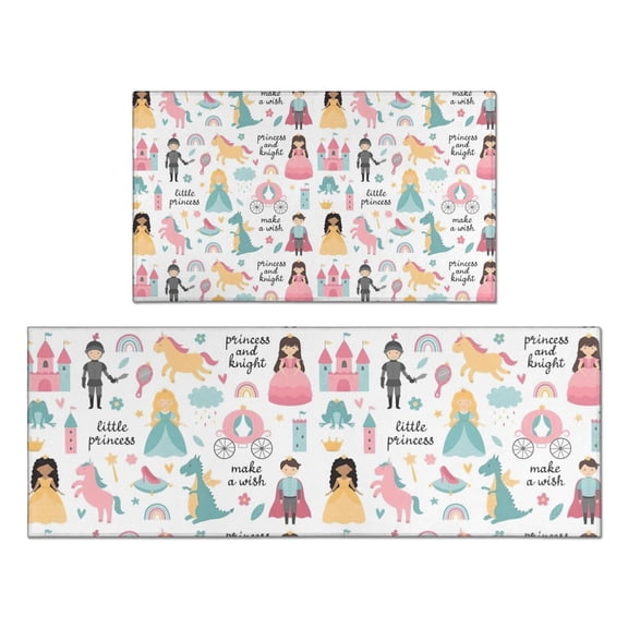 Fantasy Princess Pattern Kitchen Rugs Sets Of 2,Anti Fatigue Kitchen Mat Rugs Non Slip Washable,Decorative Kitchen Floor Mats for Kitchen,Sink,Laundry,17"x30"+17"x47"