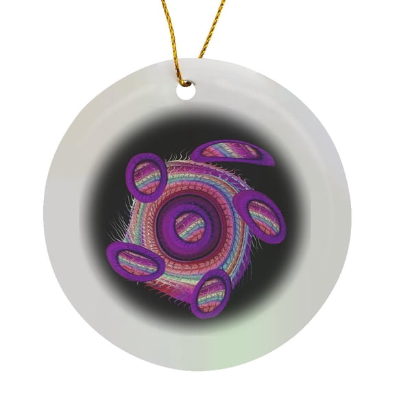3drose, Fantasy Purple Sci Fi Turtle Floating Through Space on Black Background, Circle Porcelain Ornament