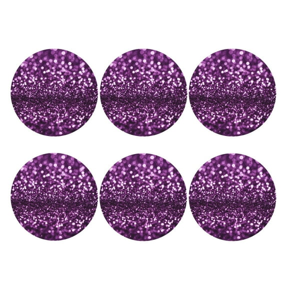 Fantasy Purple Set of 6 Faux Leather 4 Inch Coasters Drinks Tabletop Home Dinning Round Shape