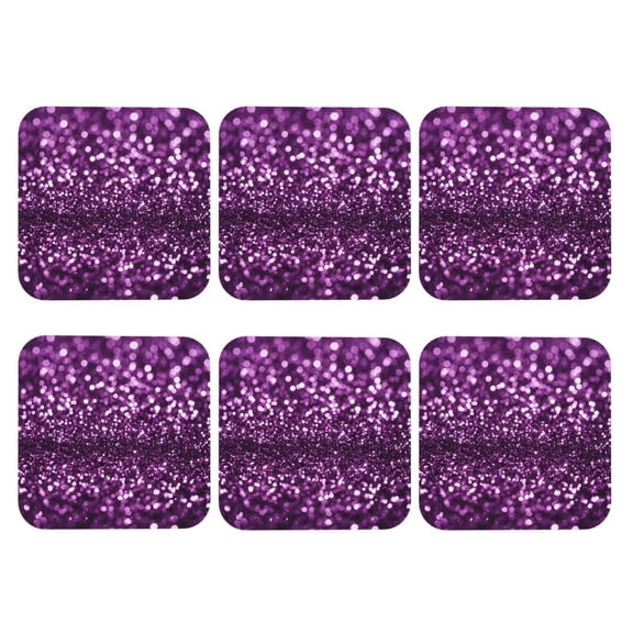 Fantasy Purple Set of 6 Faux Leather 4 Inch Coasters Drinks Tabletop Home Dinning Square