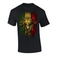 thumbnail image 1 of Fantasy Rasta Lion Graphic Short Sleeve Adult T-Shirt-6Xl Black, 1 of 4