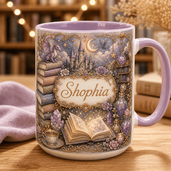 Fantasy Reader Mug Personalized Book Mug 2D Printed 3D Effect Gift for Book Lovers