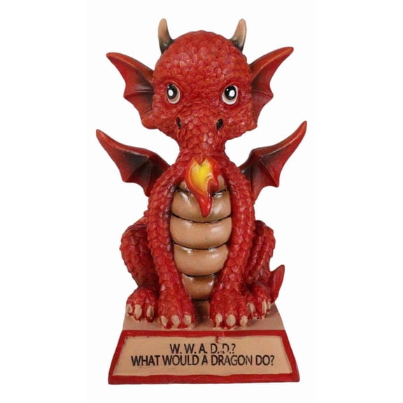 Fantasy Red Fire Koan Cartoon Chibi Dragon Figurine What Would A Dragon Do?