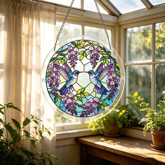 Fantasy Scenery Hanging Puzzles Sun Catcher,7.4 Inch Sun Catcher Acrylic Puzzles,Fantasy Natural Acrylic Stained Window Hanging for Indoor,2026 Spring Summer Garden Decoration for Home Decor