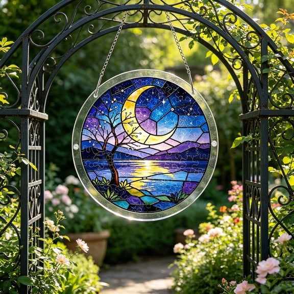 Fantasy Scenery Hanging Puzzles Sun Catcher,7.4 Inch Sun Catcher Acrylic Puzzles,Fantasy Natural Acrylic Stained Window Hanging for Indoor,2026 Spring Summer Garden Decoration for Home Decor