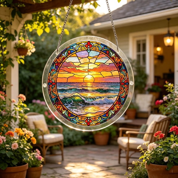 Fantasy Scenery Hanging Puzzles Sun Catcher,7.4 Inch Sun Catcher Acrylic Puzzles,Fantasy Natural Acrylic Stained Window Hanging for Indoor,2026 Spring Summer Garden Decoration for Home Decor