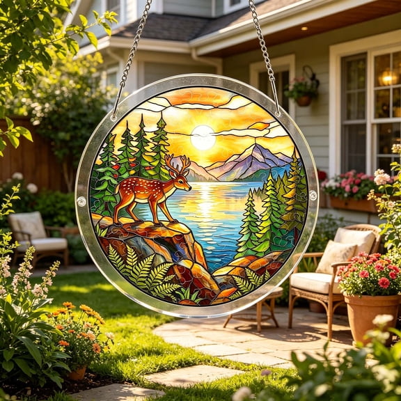 Fantasy Scenery Hanging Puzzles Sun Catcher,7.4 Inch Sun Catcher Acrylic Puzzles,Fantasy Natural Acrylic Stained Window Hanging for Indoor,2026 Spring Summer Garden Decoration for Home Decor
