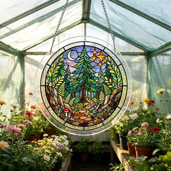Fantasy Scenery Hanging Puzzles Sun Catcher,7.4 Inch Sun Catcher Acrylic Puzzles,Fantasy Natural Acrylic Stained Window Hanging for Indoor,2026 Spring Summer Garden Decoration for Home Decor