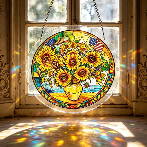 Fantasy Scenery Hanging Puzzles Sun Catcher,7.4 Inch Sun Catcher Acrylic Puzzles,Fantasy Natural Acrylic Stained Window Hanging for Indoor,2026 Spring Summer Garden Decoration for Home Decor