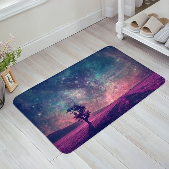 Fantasy Scenery Sky Trees Moon Space Kitchen Floor Mat Living Room Decor Carpet Home Hallway Entrance Doormat Anti Slip Rug