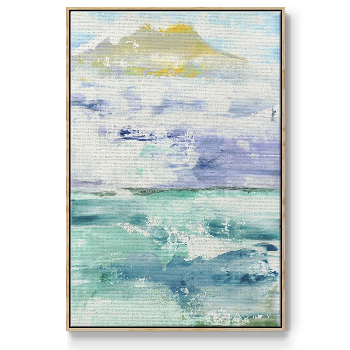 Fantasy Seascape Framed Premium Gallery Wrapped Canvas - Ready to Hang - 25 x 37 - Natural Wood Floating Frame