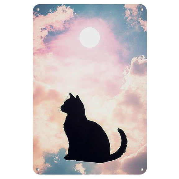 Fantasy Series Cloud Kitten Art Decor Sign, 8x12 Inch Metal Tin Wall Hanging, High-Definition Ink Print on Iron Craft Material for Home, Farmhouse, Bar, and Club Decor, Cloud, Sign