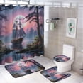 thumbnail image 1 of Fantasy Ship Print Shower Curtain Set 4-Set Magical Moonlight Bathroom Decor Set Night Scene Includes Floor Mat ,Toilet Cover Mat ,U-Mat ,Shower Curtain with 12 Hooks,72inx72in, 1 of 7