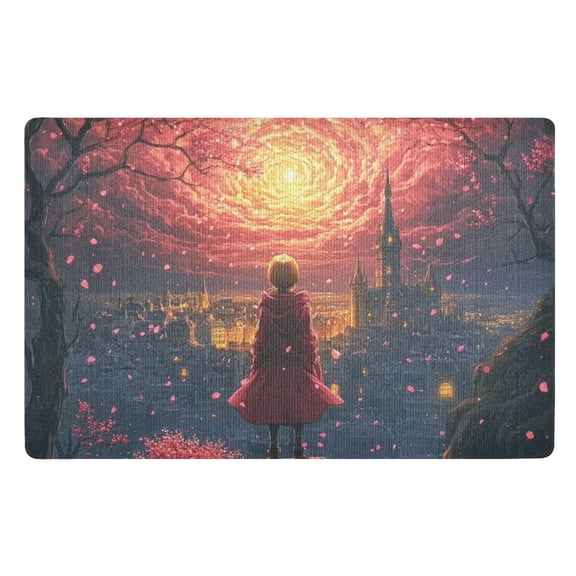 Fantasy Sky and Girl Floor Door Mat Outdoor Indoor for Home Entrance Welcome Mats 32"x20"