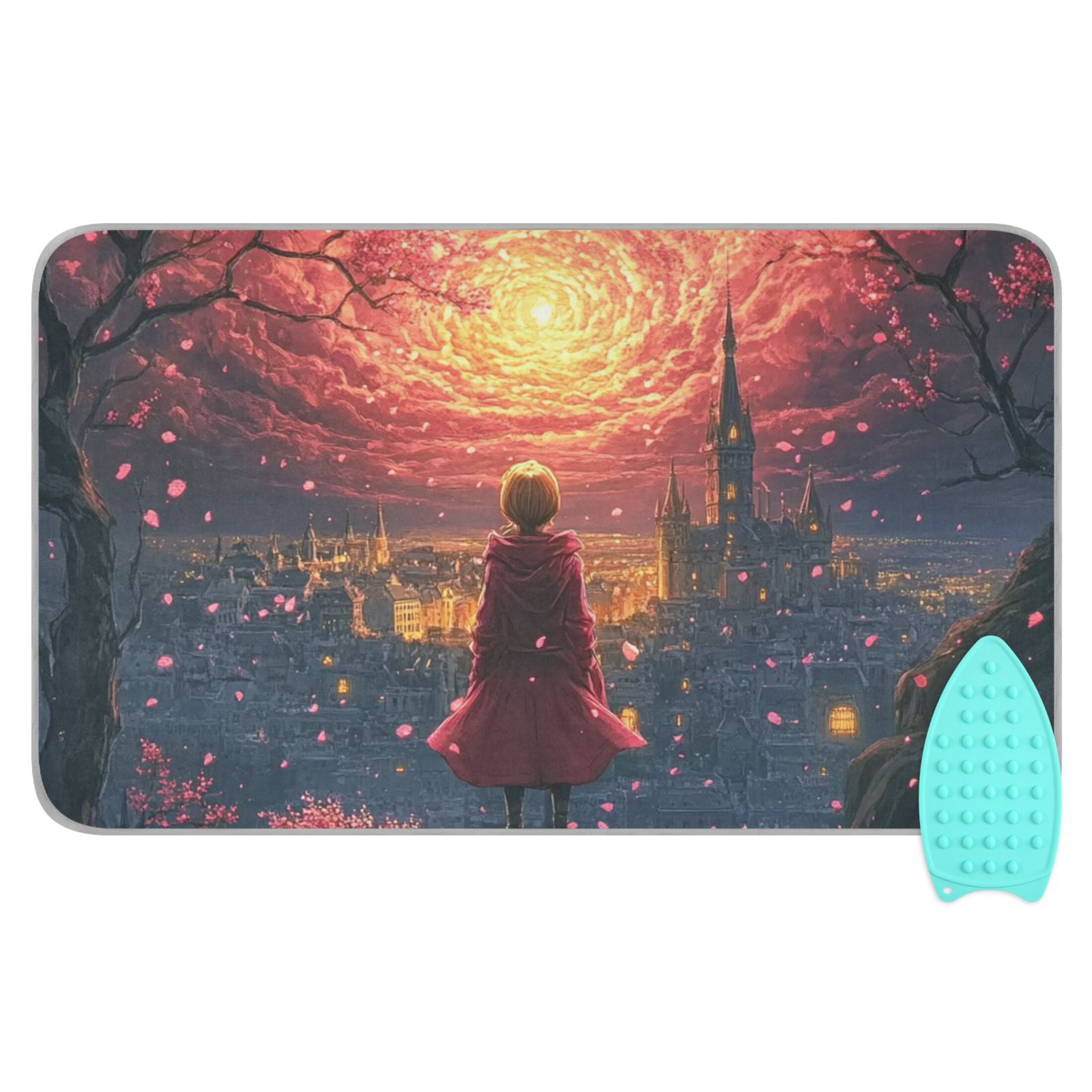 Fantasy Sky and Girl Ironing Mat Blanket for Table Top Travel Portable Ironing Board Pad 47.2x27.6 Inch