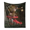 thumbnail image 1 of Fantasy Soft Flannel Fleece Blanket, Mythical Fairy Creature Sitting on Mushroom Beside an Oak Tree Summer Forest Print, Cozy Plush for Indoor and Outdoor Use, 50" x 70", Multicolor, by Ambesonne, 1 of 6
