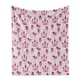 thumbnail image 1 of Fantasy Soft Flannel Fleece Blanket, Princes with Castle and Unicorn Stars Background Cartoon Drawing Style, Cozy Plush for Indoor and Outdoor Use, 50" x 60", Pale Mauve Brown Pink, by Ambesonne, 1 of 5