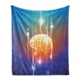 thumbnail image 1 of Fantasy Soft Flannel Fleece Blanket, Stream of Binary Digits Leaking from Abstract Brain Mental Creativity Theme Print, Cozy Plush for Indoor and Outdoor Use, 60" x 80", Multicolor, by Ambesonne, 1 of 6