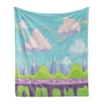 thumbnail image 1 of Fantasy Soft Flannel Fleece Throw Blanket, Abstract Fairy Tale Scene with Swirls Rainbow Cartoon Childish Background, Cozy Plush for Indoor and Outdoor Use, 50" x 60", Multicolor, by Ambesonne, 1 of 6
