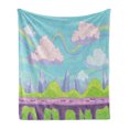 thumbnail image 1 of Fantasy Soft Flannel Fleece Throw Blanket, Abstract Fairy Tale Scene with Swirls Rainbow Cartoon Childish Background, Cozy Plush for Indoor and Outdoor Use, 50" x 70", Multicolor, by Ambesonne, 1 of 6