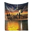 thumbnail image 1 of Fantasy Soft Flannel Fleece Throw Blanket, Alien Planet Earth Moon and Mountain Surreal Sci Fi Galactic Future Cosmos Art, Cozy Plush for Indoor and Outdoor Use, 60" x 80", Multicolor, by Ambesonne, 1 of 5