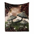 thumbnail image 1 of Fantasy Soft Flannel Fleece Throw Blanket, Enchanted Fairytale Forest Scenery with Mushrooms and Fairies Dark Image, Cozy Plush for Indoor and Outdoor Use, 50" x 70", Maroon Grey, by Ambesonne, 1 of 6