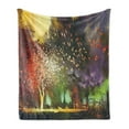 thumbnail image 1 of Fantasy Soft Flannel Fleece Throw Blanket, Fairy Forest with Mysterious Trees and Birds Supernatural Vivid Wonder World, Cozy Plush for Indoor and Outdoor Use, 50" x 70", Yellow Purple, by Ambesonne, 1 of 6