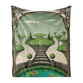 thumbnail image 1 of Fantasy Soft Flannel Fleece Throw Blanket, Fairytale Landscape View with Hanging Islands and a Pond with Lilies, Cozy Plush for Indoor and Outdoor Use, 60" x 80", Umber Green Turquoise, by Ambesonne, 1 of 5