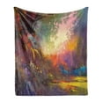 thumbnail image 1 of Fantasy Soft Flannel Fleece Throw Blanket, Lake with Brush Effects Surreal Nature Elf Tranquil and Serene Art Print, Cozy Plush for Indoor and Outdoor Use, 70" x 90", Multicolor, by Ambesonne, 1 of 5