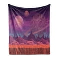 thumbnail image 1 of Fantasy Soft Flannel Fleece Throw Blanket, Purple Alien Dreamy Landscape with Craters and Planets in Distance, Cozy Plush for Indoor and Outdoor Use, 60" x 80", Purple Vermilion, by Ambesonne, 1 of 5