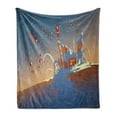thumbnail image 1 of Fantasy Soft Flannel Fleece Throw Blanket, Santa Claus is Coming to Town with a Bunch of Gifts in Winter Abstract Art Print, Cozy Plush for Indoor and Outdoor Use, 60" x 80", Multicolor, by Ambesonne, 1 of 5