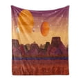 thumbnail image 1 of Fantasy Soft Flannel Fleece Throw Blanket, Science Fiction Outer Space with Planetary Surface Cosmos Graphic, Cozy Plush for Indoor and Outdoor Use, 70" x 90", Dried Rose Marigold, by Ambesonne, 1 of 6