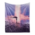 thumbnail image 1 of Fantasy Soft Flannel Fleece Throw Blanket, Trippy Person in Wind Blowing Hair on the Water Serene Artwork, Cozy Plush for Indoor and Outdoor Use, 60" x 80", Pink and Blue, by Ambesonne, 1 of 5
