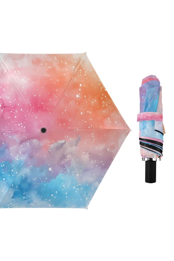Fantasy Space Galaxy Compact Sun Umbrella Windproof Travel Umbrellas for Rain Strong Portable UV Protection