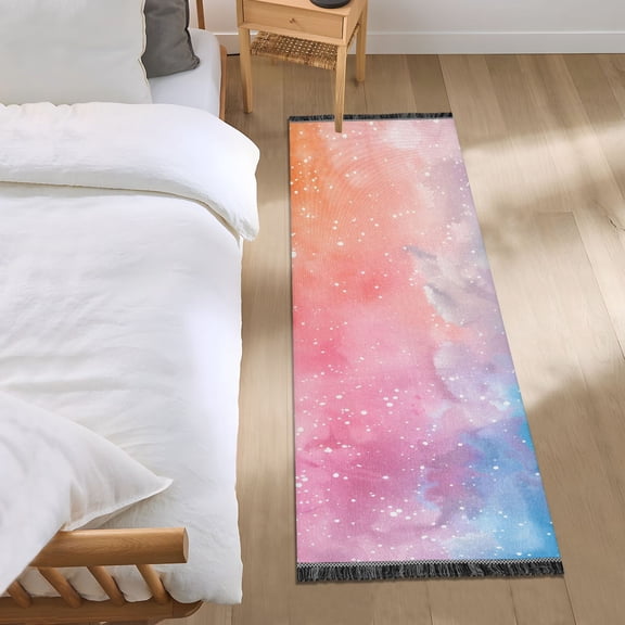 Fantasy Space Galaxy Runner Area Rug 2x6 Soft Non-Slip Washable Bedside Carpet for Hallway Bedroom Living Room Home Decor